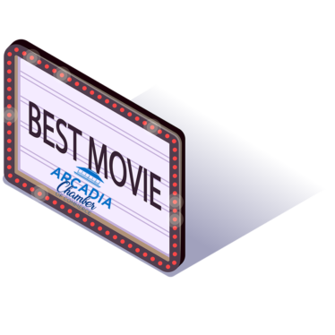 Best movie sign icon with Arcadia Chamber of Commerce logo on it.