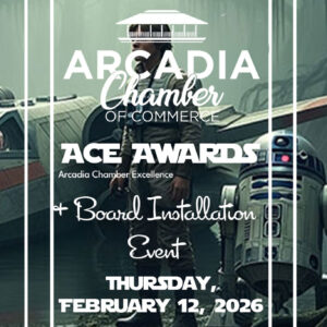 Ace Awards ticket portrait with Luke Skywalker and R2D2 in the background.