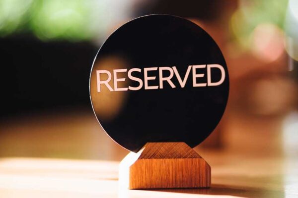 Reserved sign on table