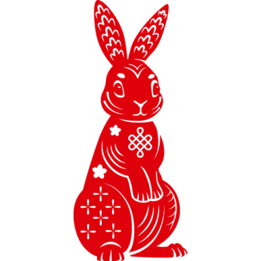 Red rabbit standing on hind legs icon