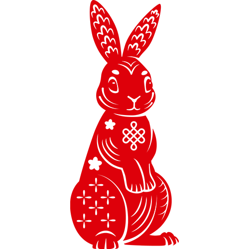 Red rabbit standing on hind legs icon