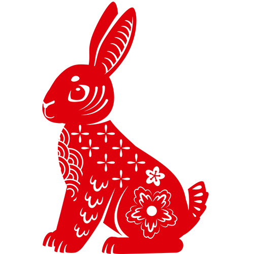 Red rabbit sitting icon