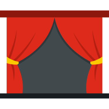 Red curtain open icon.