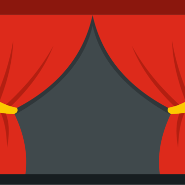 Red curtain open icon.